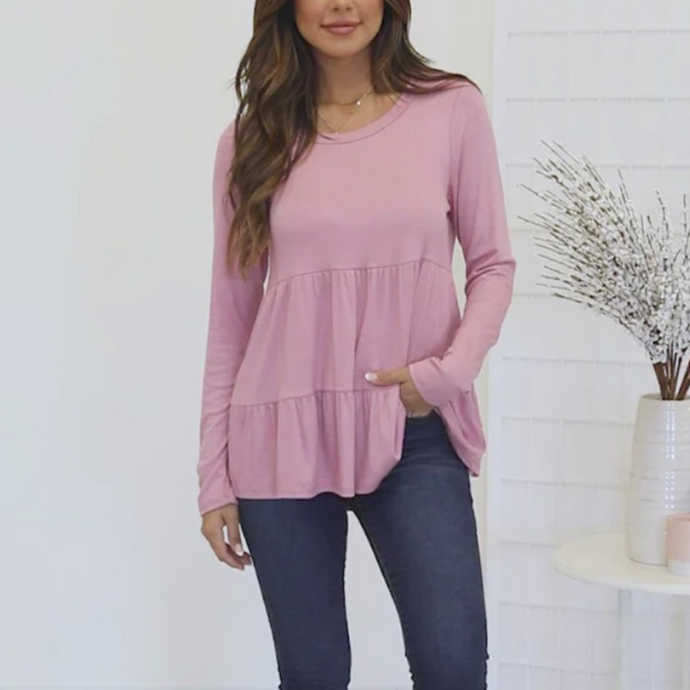 Pink Lily Tiered Cream Blouse
